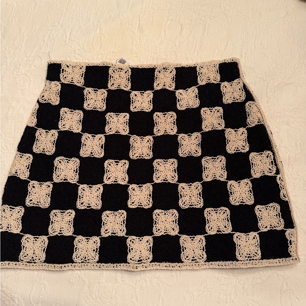 Mango Check Crochet Mini Skirt - Picture 5 of 5